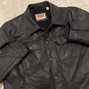 Levi's Faux Leather Sherpa Jacket |‎ Black | Large